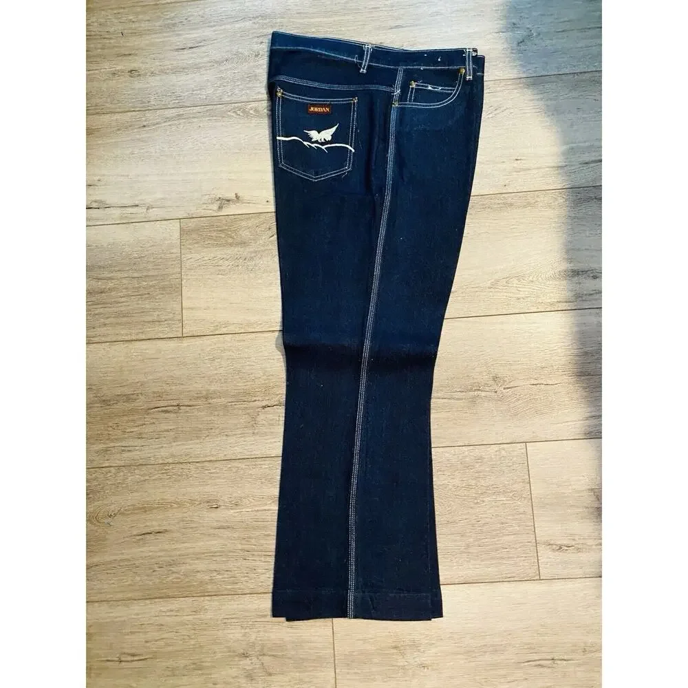 Vtg 80s Mens Jeans Jordan Denim Dark Wash Baggy Graphic Skater 40